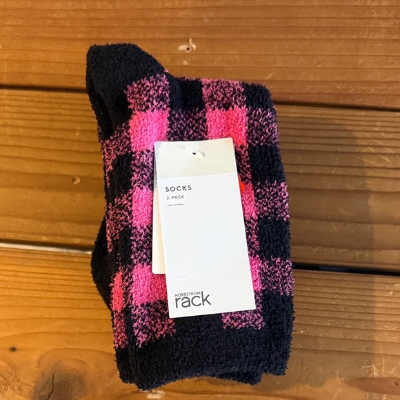 Nordstrom Pink and Black Checkered Socks - Picture 1 of 2